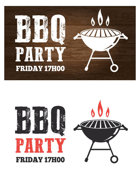 BBQ Grill Party event invitation illustration vector text is outline - Vector, Image