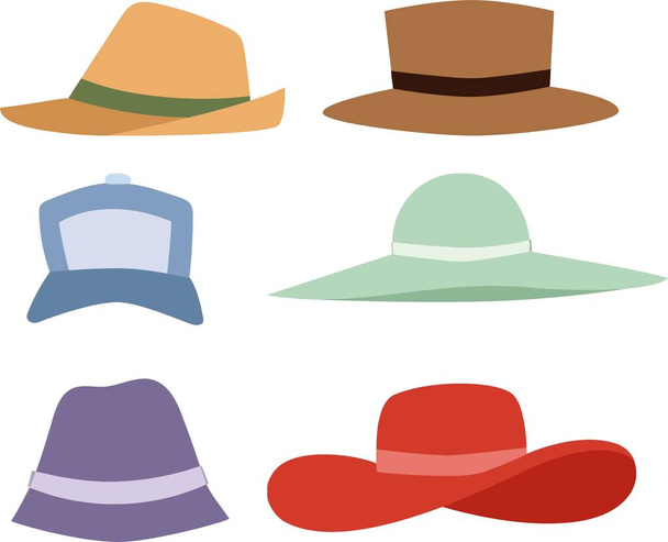 özel tasarım şapka koleksiyonu Vektörleri  - Vektör, Görsel