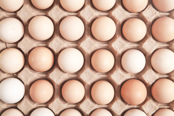 Chicken eggs background. Food concept - Foto, afbeelding