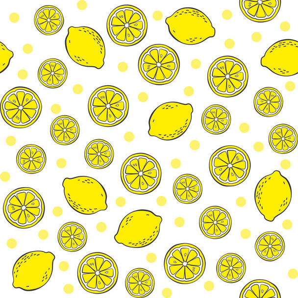 Образец с лимонами. Векторные симпатичные плоды безморщинистого узора. - Вектор,изображение