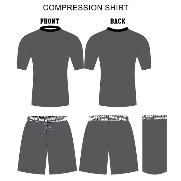 メンズコンプレッションシャツとショートパンツカスタムデザインモックアップテンプレートイラストベクトル - ベクター画像