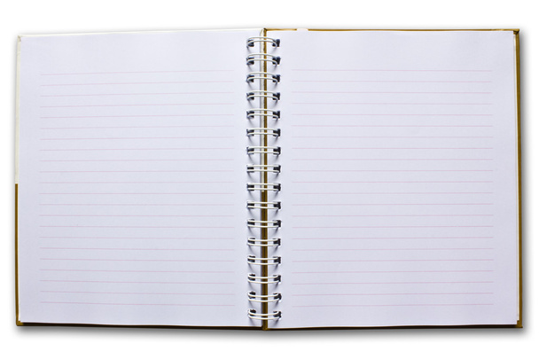 Cuaderno en blanco aislado sobre fondo blanco
 - Foto, imagen