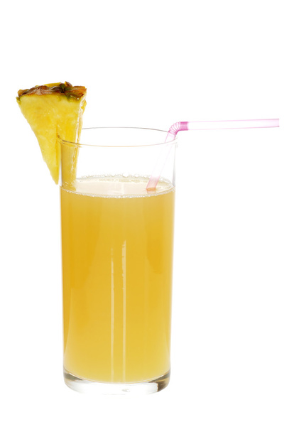 Pineapple juice with a straw - 写真・画像