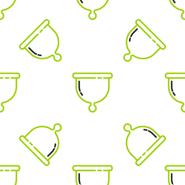 Linia Menstrual Cup ikona izolowane bezszwowy wzór na białym tle. Kobieca higiena. Ochrona kobiet w krytycznych dniach. Wektor. - Wektor, obraz