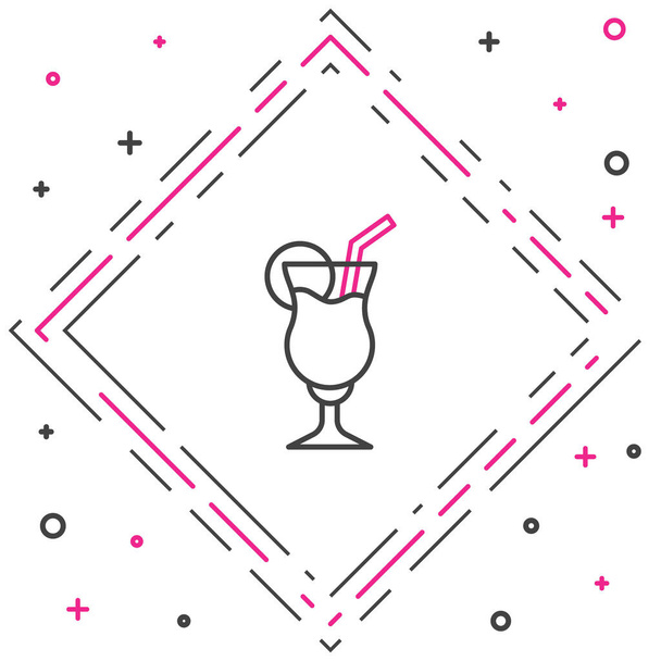 Line Cocktail e bebida alcoólica ícone isolado no fundo branco. Conceito de esboço colorido. Vetor. - Vetor, Imagem