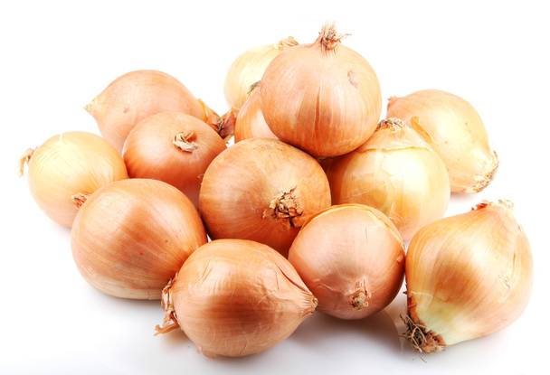 Fresh onion bulbs isolated on white background - Photo, Image