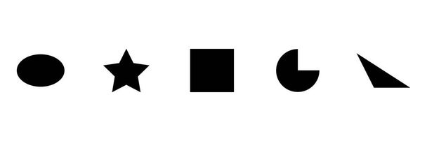 Geometric figures icon set. Black silhouette collection basic shape isolated on white - Vektori, kuva