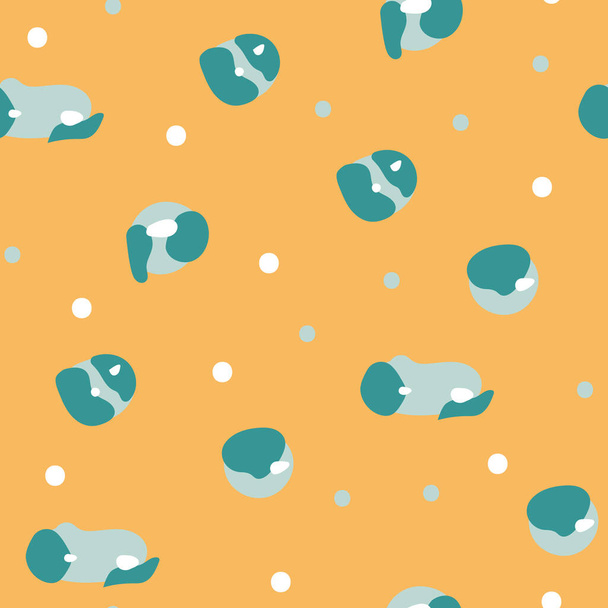 Seamless pattern of hand drawn modern spots on orange background. Flat illustration. - ベクター画像