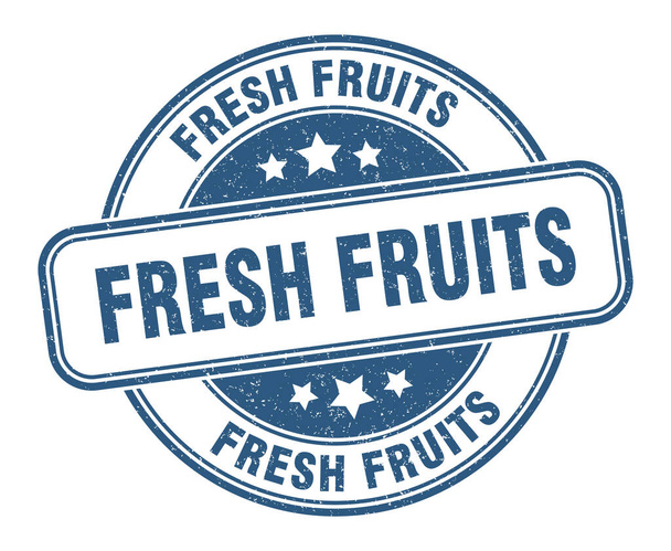 fresh fruits stamp. fresh fruits sign. round grunge label - ベクター画像