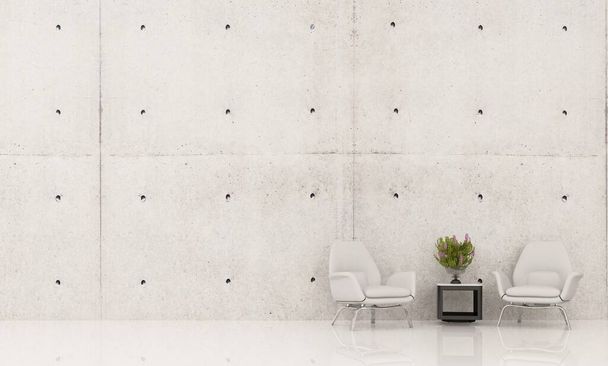 Salon minimal et maquettes de meubles design intérieur et fond de texture murale en béton - Photo, image