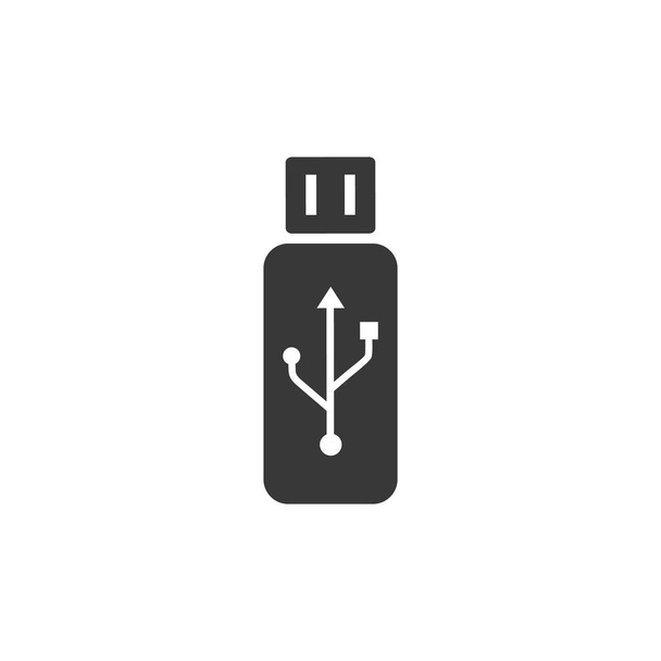 Ícone de unidade USB isolado no branco. Ilustração vetorial estilo plano moderno - Vetor, Imagem