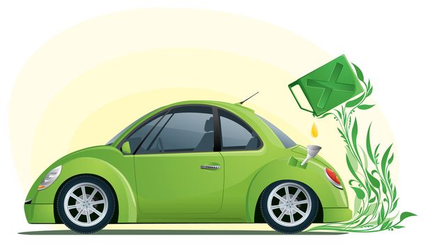 οικολογικό αυτοκίνητο για τα βιοκαύσιμα - Διάνυσμα, εικόνα