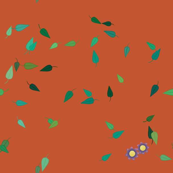 flores con hojas de fondo sin costuras, ilustración vectorial - Vector, Imagen