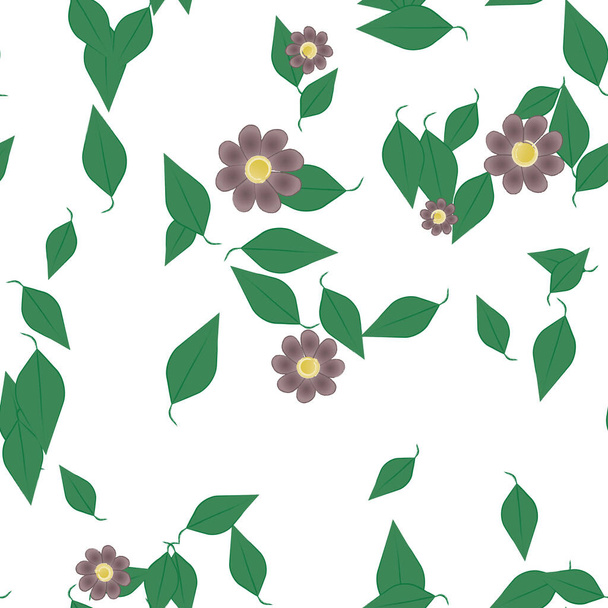 flowers with leaves seamless background, vector illustration - Wektor, obraz