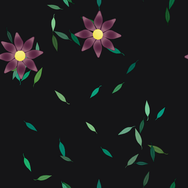 flowers with leaves seamless background, vector illustration - Vector, Image