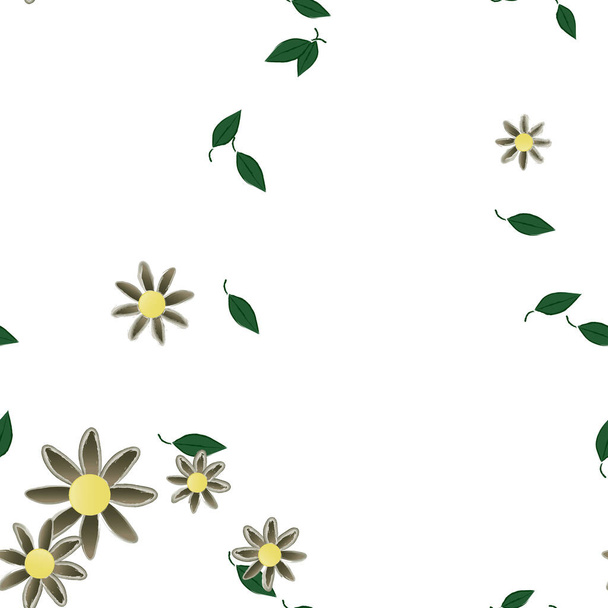 virágok levelek zökkenőmentes háttér, vektor illusztráció - Vektor, kép