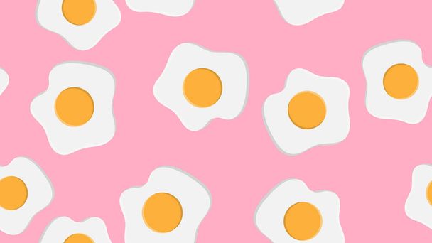 Wzór bez szwu. Kreskówka o prostej konstrukcji gradientowej. Smażone i całe jajka. Symbole śniadań. Rysunek wektora izolowany na whi - Wektor, obraz