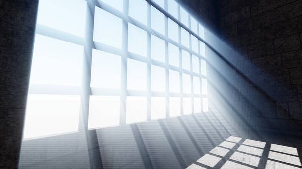 Stralen Light Window achtergrond, 3D Rendering - Foto, afbeelding