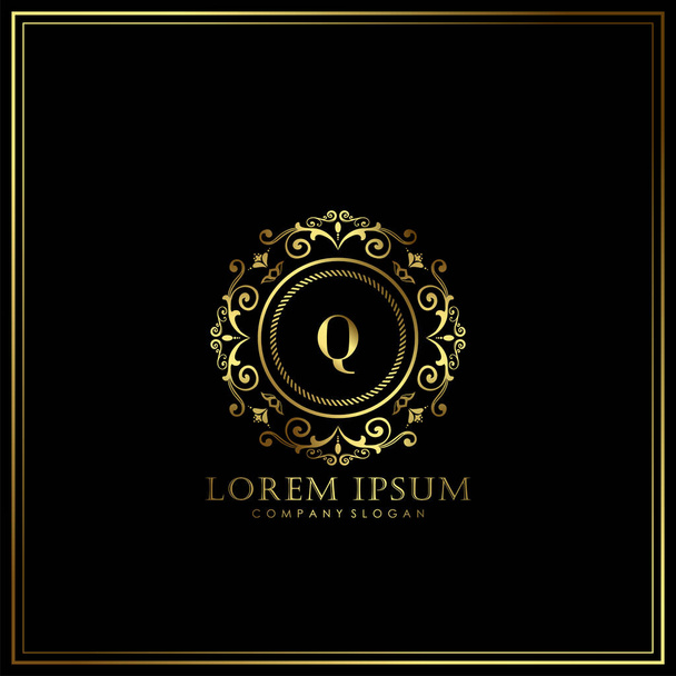 Q Kezdeti levél Luxury Logo sablon vektorban Étterem, Royalty, Boutique, Cafe, Hotel, Heraldic, Ékszerek, Divat és egyéb vektoros illusztráció - Vektor, kép
