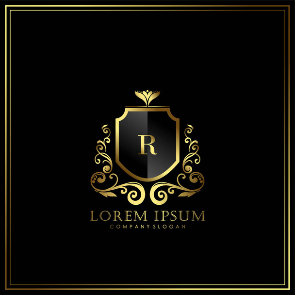 R Αρχική Letter Πρότυπο λογότυπο πολυτελείας στο διάνυσμα για Εστιατόριο, Royalty, Boutique, Cafe, Ξενοδοχείο, Heraldic, Κοσμήματα, Μόδα και άλλα διανυσματικά εικονογράφηση - Διάνυσμα, εικόνα