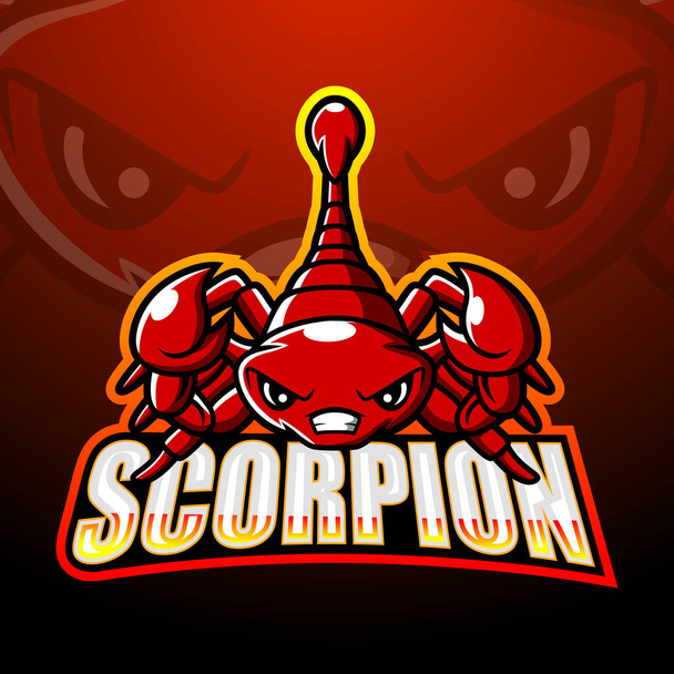 Illustrazione vettoriale del design del logo della mascotte Scorpion esport - Vettoriali, immagini