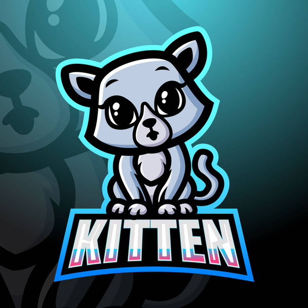 Εικονογράφηση διάνυσμα του σχεδίου λογότυπο esport Kitten μασκότ - Διάνυσμα, εικόνα
