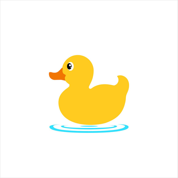 Icono de juguete de pato amarillo. Pato de goma inflable. Ilustración vectorial, diseño plano  - Vector, Imagen