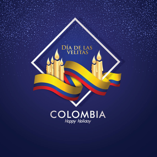 Colombia Day felicitation greeting Vector Illustration with Realistic backgrounds with colombian ribbon flag and candles for Colombia republic national traditional holiday. - Vector, Image