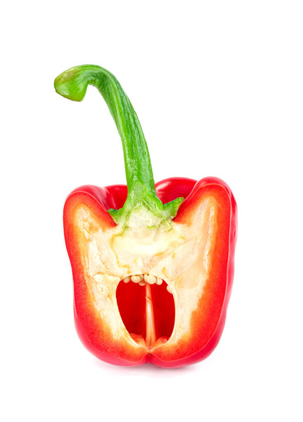 red sweet bell pepper sliced isolated on white background - Photo, image