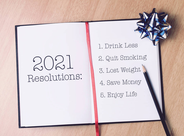 Resoluciones 2021 con hermosa decoración. Descubre cómo establecer metas puede traer más felicidad en tu vida. - Foto, Imagen