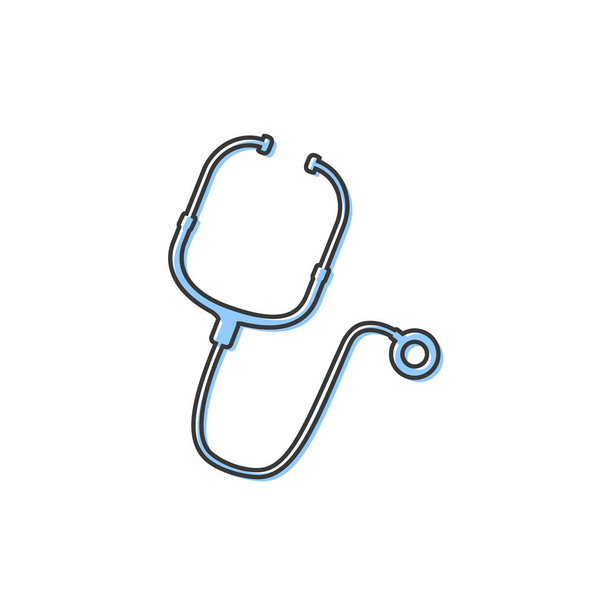 Abstraktní linie lékařské ikony se stetoskopem, vektorová ilustrace na bílém - Vektor, obrázek