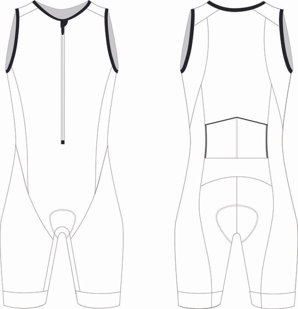 Modèle blanc de costume de peau de triathlon sans manches personnalisé vecteur - Vecteur, image