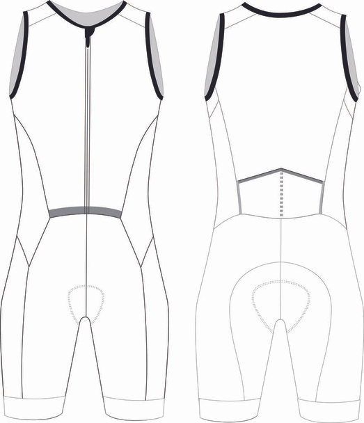 Sleeveless Custom Cycling Skinsuit Blank Templates vectors - Vector, Image