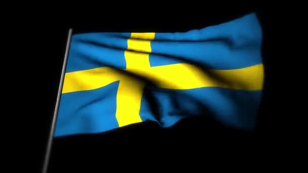 Švédská vlajka, realistická 3D animace vlající vlajky. Švédská vlajka vlaje ve větru. Švédská národní vlajka. bezproblémová animace smyčky. 4K High Quality, 3D rendering - Záběry, video
