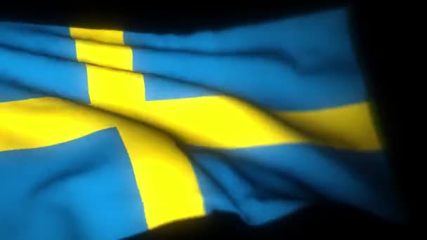 Bandeira da Suécia, animação 3D realista de acenar bandeira. Bandeira da Suécia acenando ao vento. Bandeira nacional da Suécia. animação loop sem costura. 4K de alta qualidade, renderização 3D - Filmagem, Vídeo