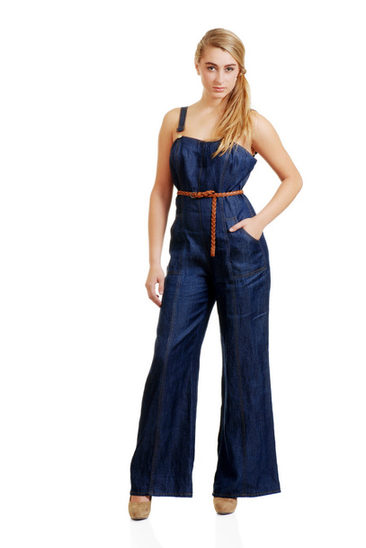 Young female teenager in jeans jumpsuit - Photo, image