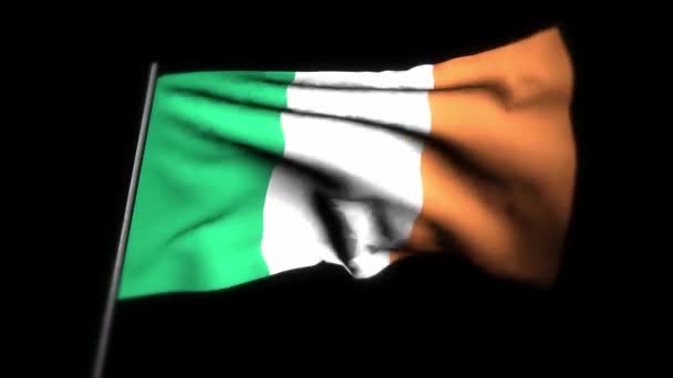 Bandera de Irlanda, Realista animación 3D de ondear bandera. Bandera de Irlanda ondeando en el viento. Bandera nacional de Irlanda. animación de bucle sin fisuras. 4K de alta calidad, renderizado 3D - Metraje, vídeo