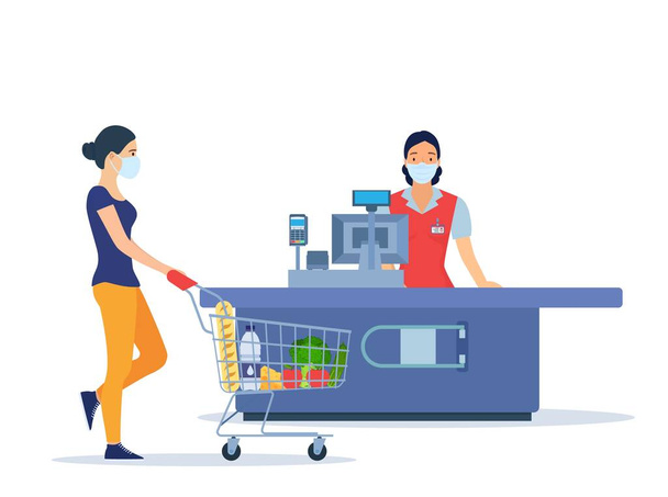 People Shopping in supermarket. - Vector, Image