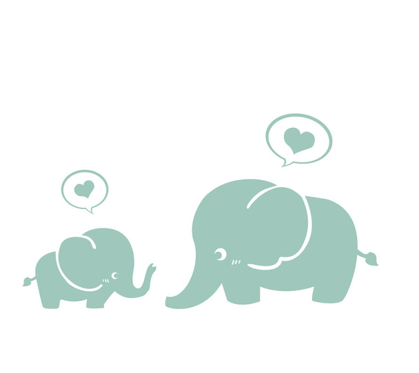 милые слоны, векторная иллюстрация - Вектор,изображение