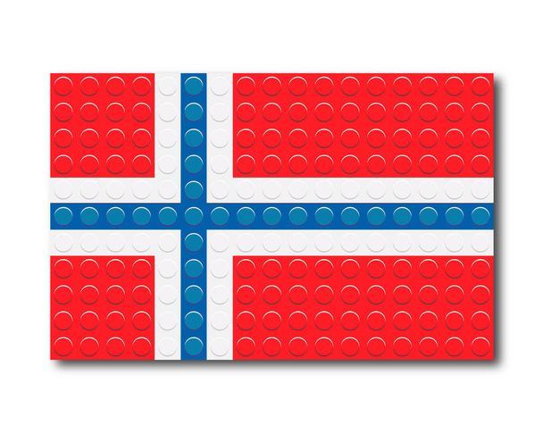 İnşaat parçalarından Norveç bayrağı. Vektör illüstrasyonu - Vektör, Görsel