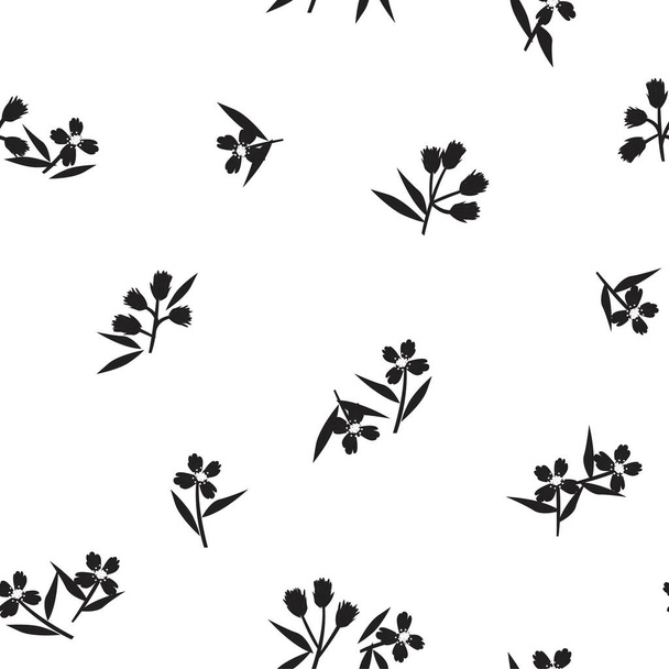 Noir et blanc Floral botanique fond de motif sans couture pour les impressions de mode, graphiques, arrière-plans et l'artisanat - Vecteur, image