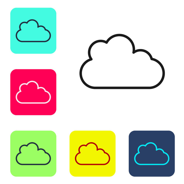 Black line Cloud icon isolated on white background. Set icons in color square buttons. Vector. - ベクター画像