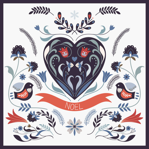 Cartão de felicitações de Natal em estilo escandinavo, design sazonal decorativo - Vetor, Imagem