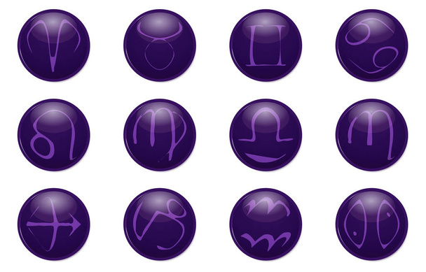 Sada ikon fialových 12 souhvězdí - Vektor, obrázek