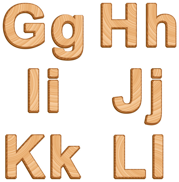 alfabet wektor z tekstury drewna - Wektor, obraz