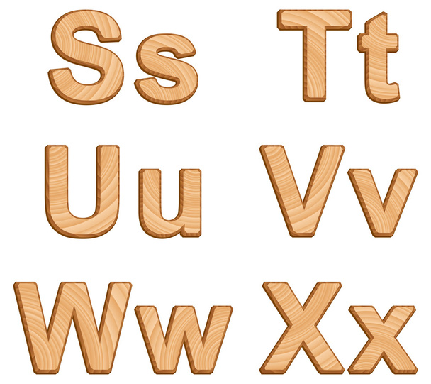 Alfabeto vectorial con textura de madera
 - Vector, imagen