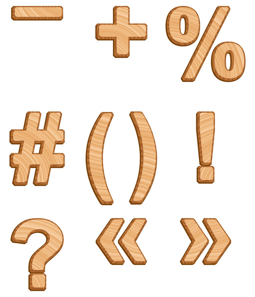 Vector alphabet with texture of wood - Vector, Imagen
