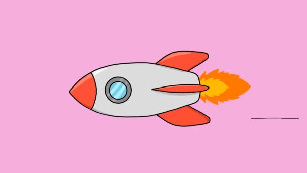 animiertes Video einer Cartoon-Rakete, die schnell fliegt - Filmmaterial, Video
