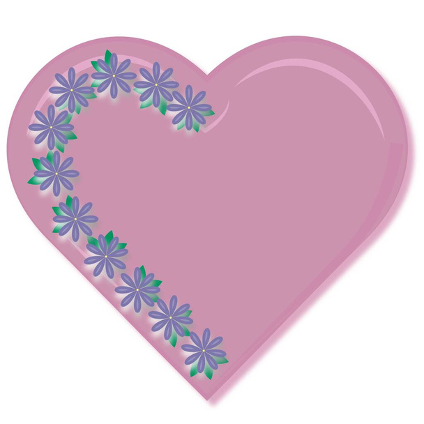Pink three-dimensional heart on a white background - Vector, afbeelding