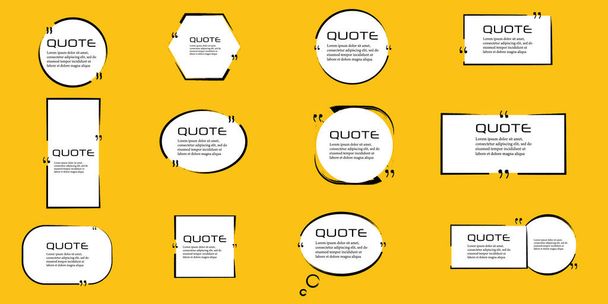 Quote box frame, big set. Quote box icon. Texting quote boxes. Blank Grunge brush background. Vector illustration. - Vector, Image